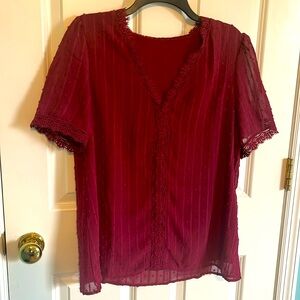 Raspberry v-neck Women’s medium blouse. EUC. Never worn.